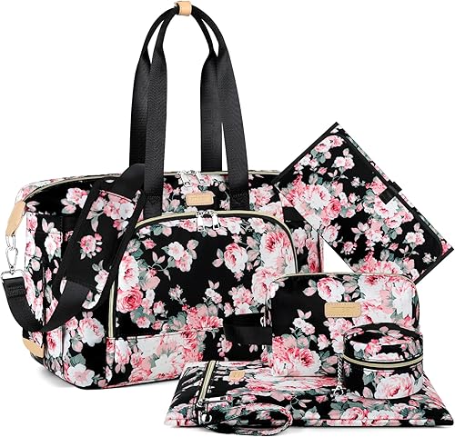 Miniatura 10 de ITIEZY Bolsa de pañales tipo tote para bebé - Bolsa grande para mamá con cambiador portátil, estuche para chupete, bolsas de hospital, bolsa de