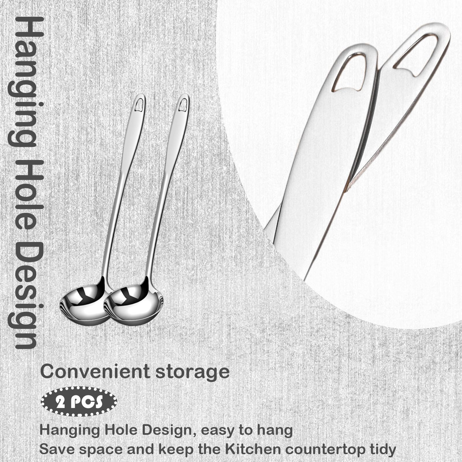 Large Stainless Steel Soup Ladle - Silver -7 Large Stainless Steel Soup Ladle - Silver -7