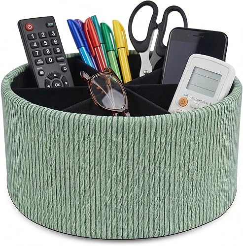 Miniatura 32 de Organizador redondo de cuero para suministros de arte, soporte para control remoto, giro de 360 grados, soporte multifuncional para lápices, 4