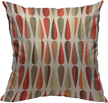 Throw Pillow Cover Abstract Colorful Drop Shapes Cotton Linen Square Pillowcases Mid-Century Modern Style Retro Various Tone Repeating Geometric Modern Cushion Cover Home Decor 18 X 18 Inch
