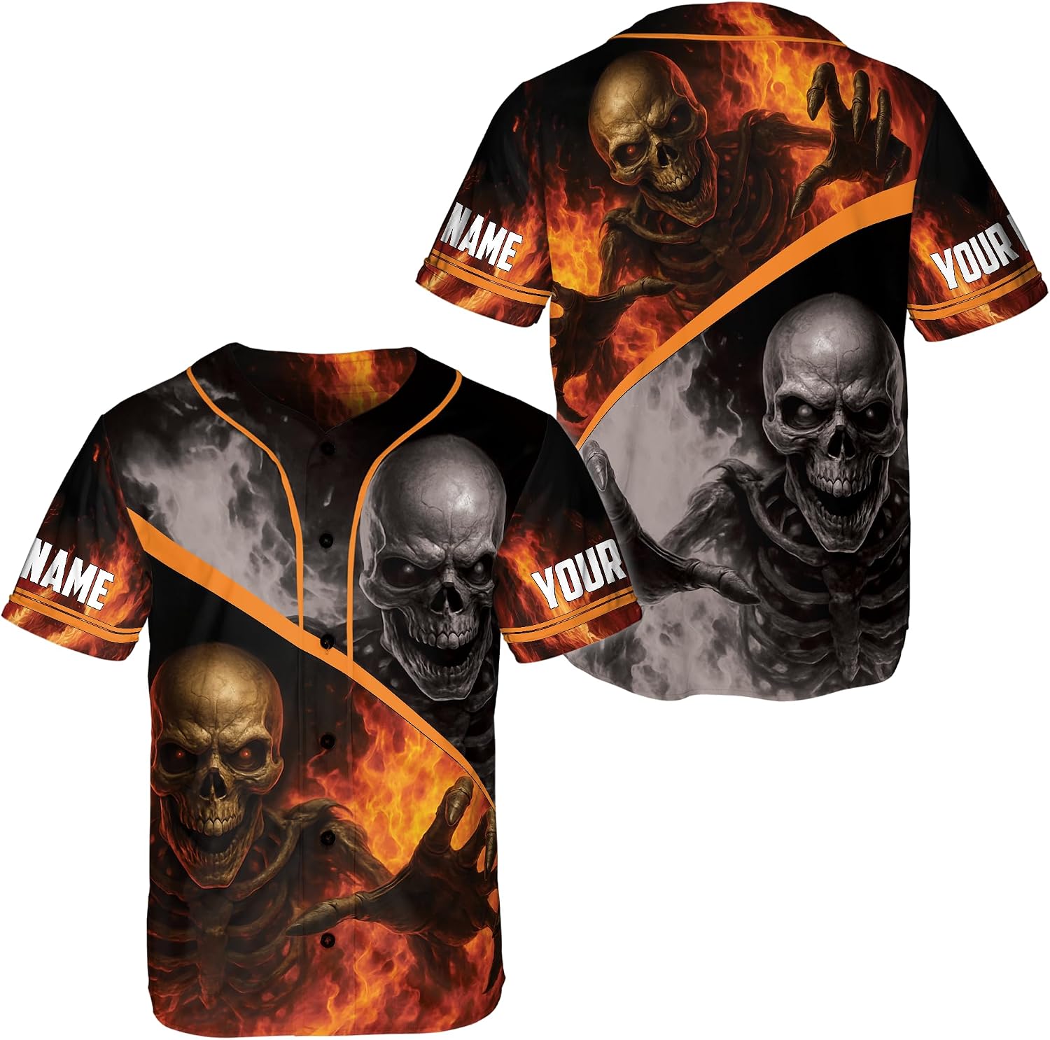 ThuhaTree Personalized Horror Halloween Skull Baseball Jersey Unisex – Personalized Jersey