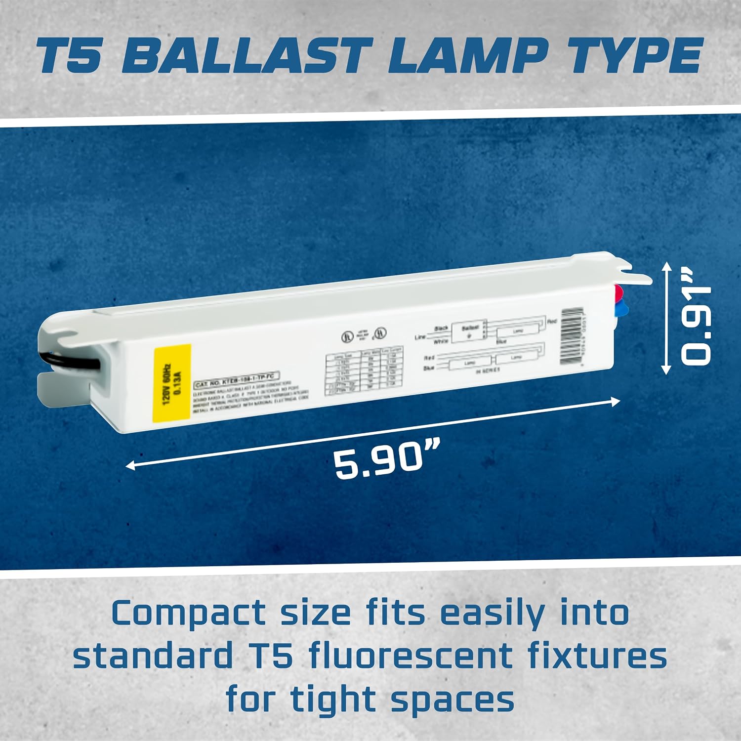 OHLECTRIC Replacement for Keystone KTEB-108-1-TP-FC-MB 1 Lamp T5 Electronic Fluorescent Ballast - Normal Power Factor with Rapid Start Operation - Finger Case with Mounting Bracket | UL-Approved