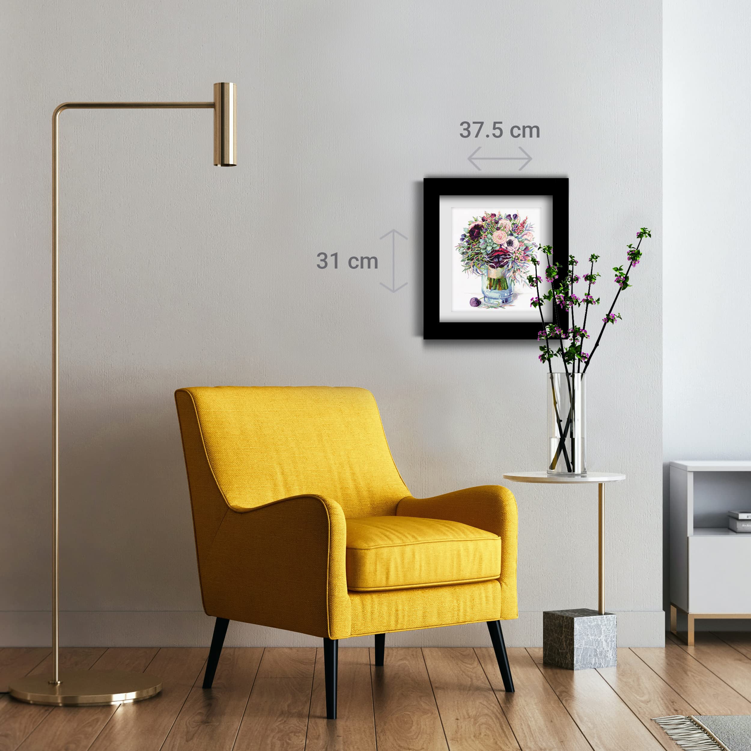 PANNA - Zestaw do ściegu krzyżowego - Bukiet z zawilcami - C-7159 - Kompletny zestaw płótna - Tkanina Aida - 37,5 x 31 cm - Zestaw do majsterkowania
