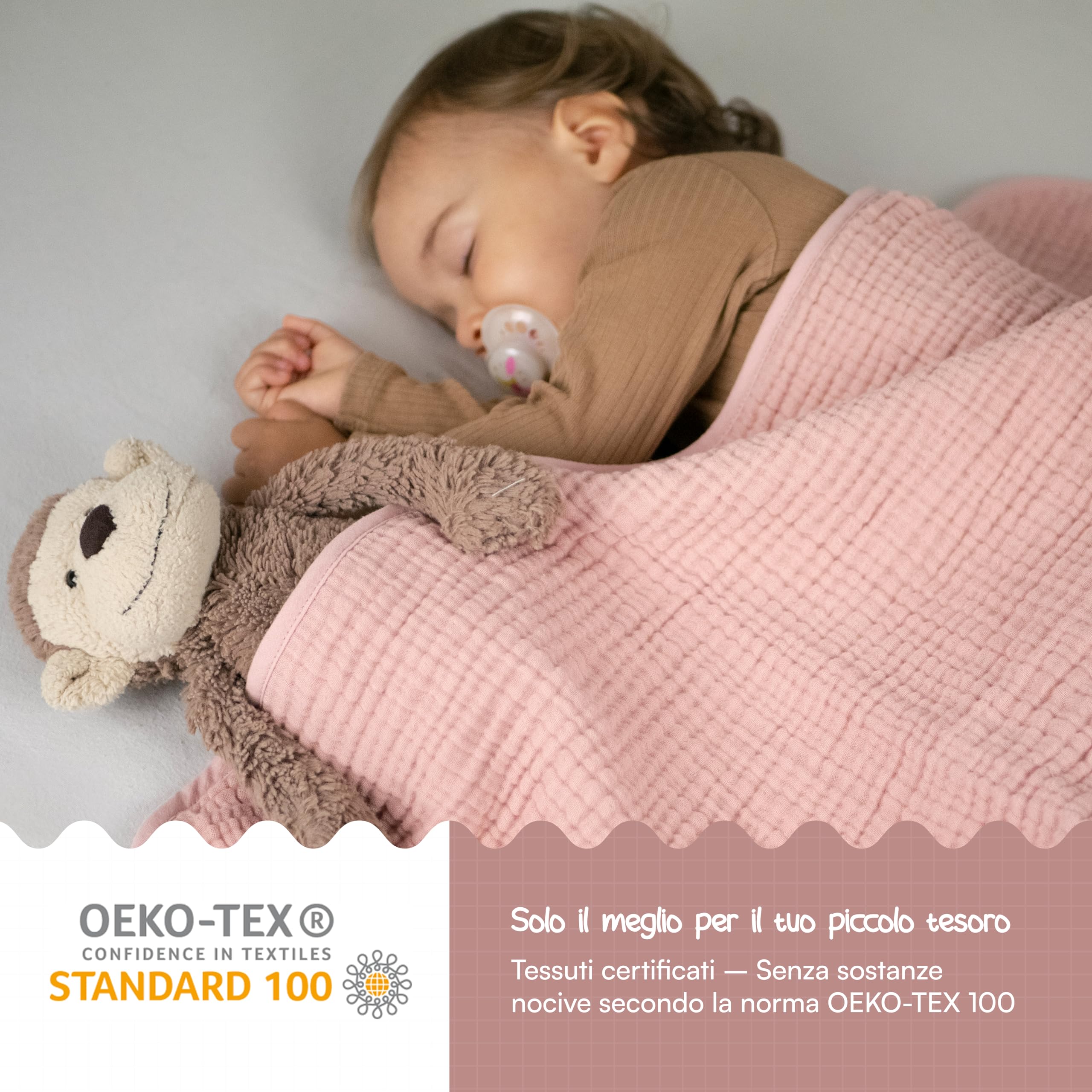 BEARFOOT Coperta per neonati - coperta in mussola (cotone, pile) morbida e soffice, regalo per neonati e bambini, ragazzo e ragazza per la nascita (Rosa)