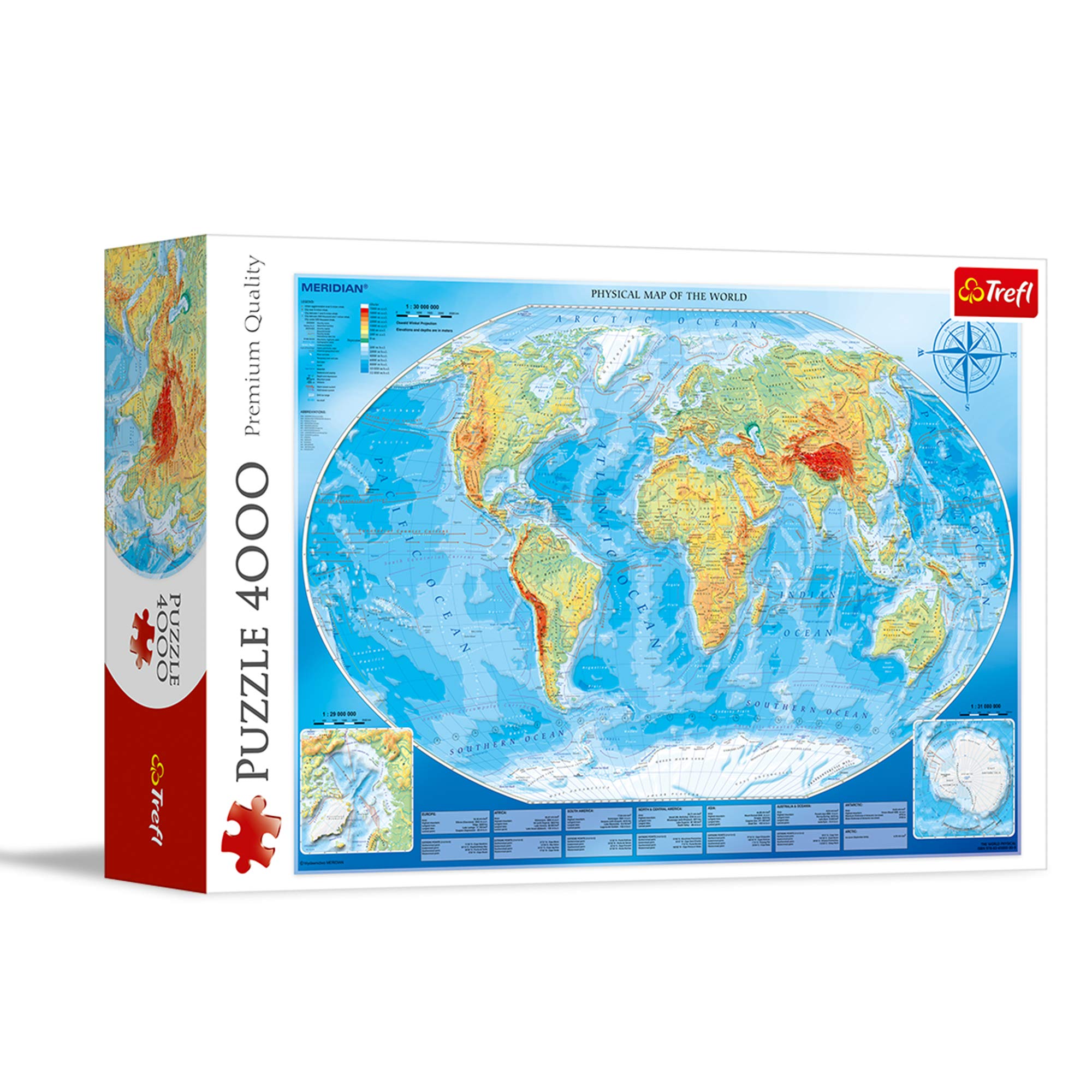 Amazon.com: Trefl Large Physical map of the World 4000 Piece