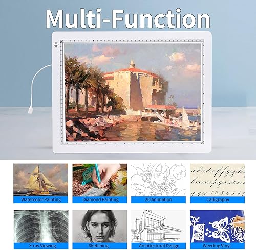 Miniatura 8 de Almohadilla de luz A3 con soporte plegable, adaptador certificado UL, almohadilla ultra fina súper brillante de 8000 Lux para vinilo de deshierbe