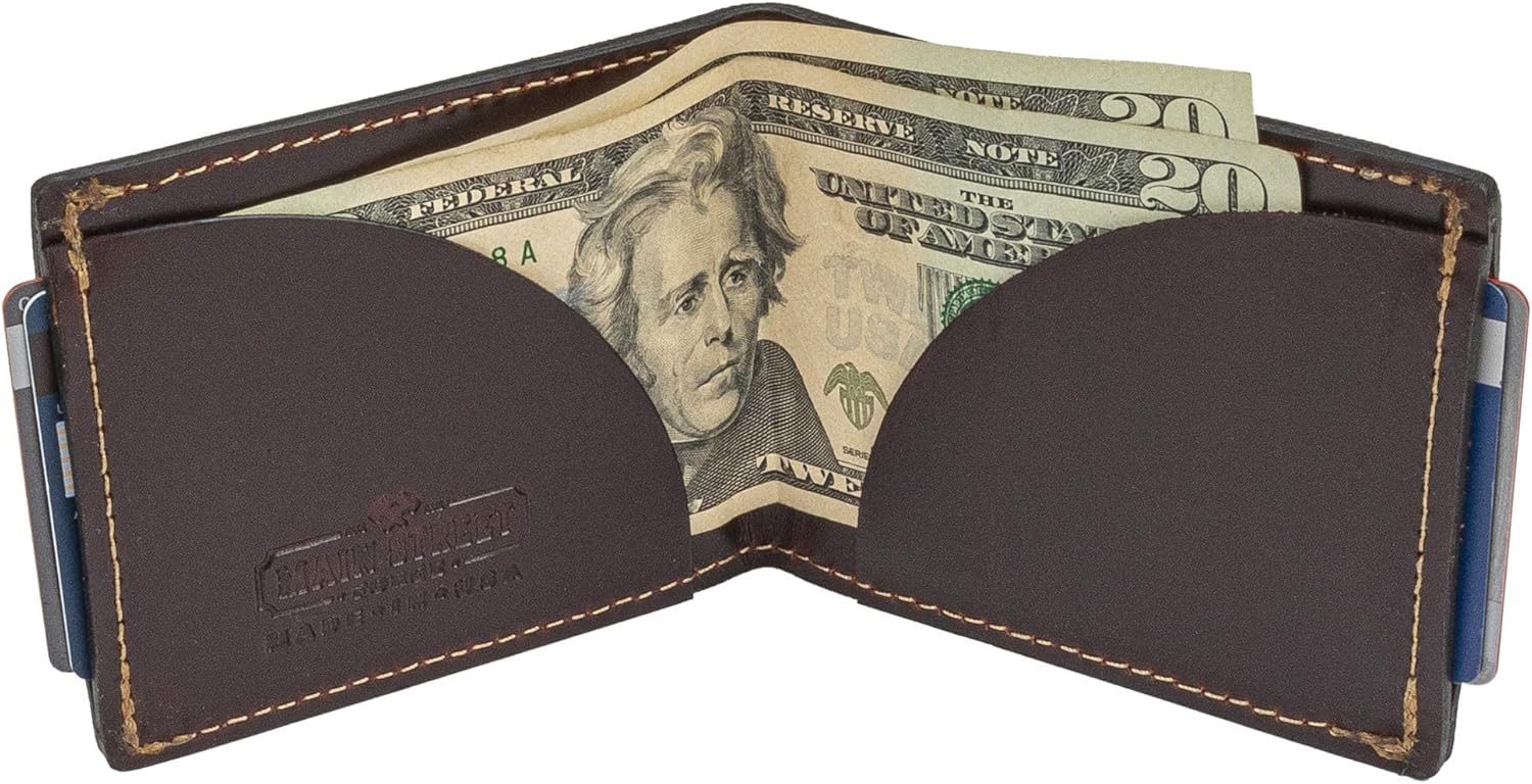 Front Pocket Slim Bifold Wallet for Men | Made in USA | Premium Full Grain Leather Men’s Wallet with Minimalist Design | Whiskey Barrel Brown - Image 6