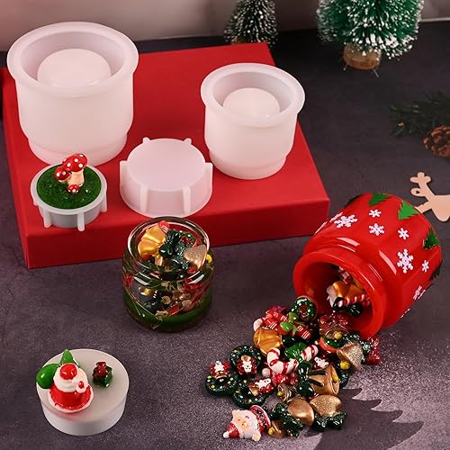 Miniatura 3 de Actvty Juego de moldes de silicona para tarros de velas y cajas de almacenamiento, 2 juegos de moldes con tapas
