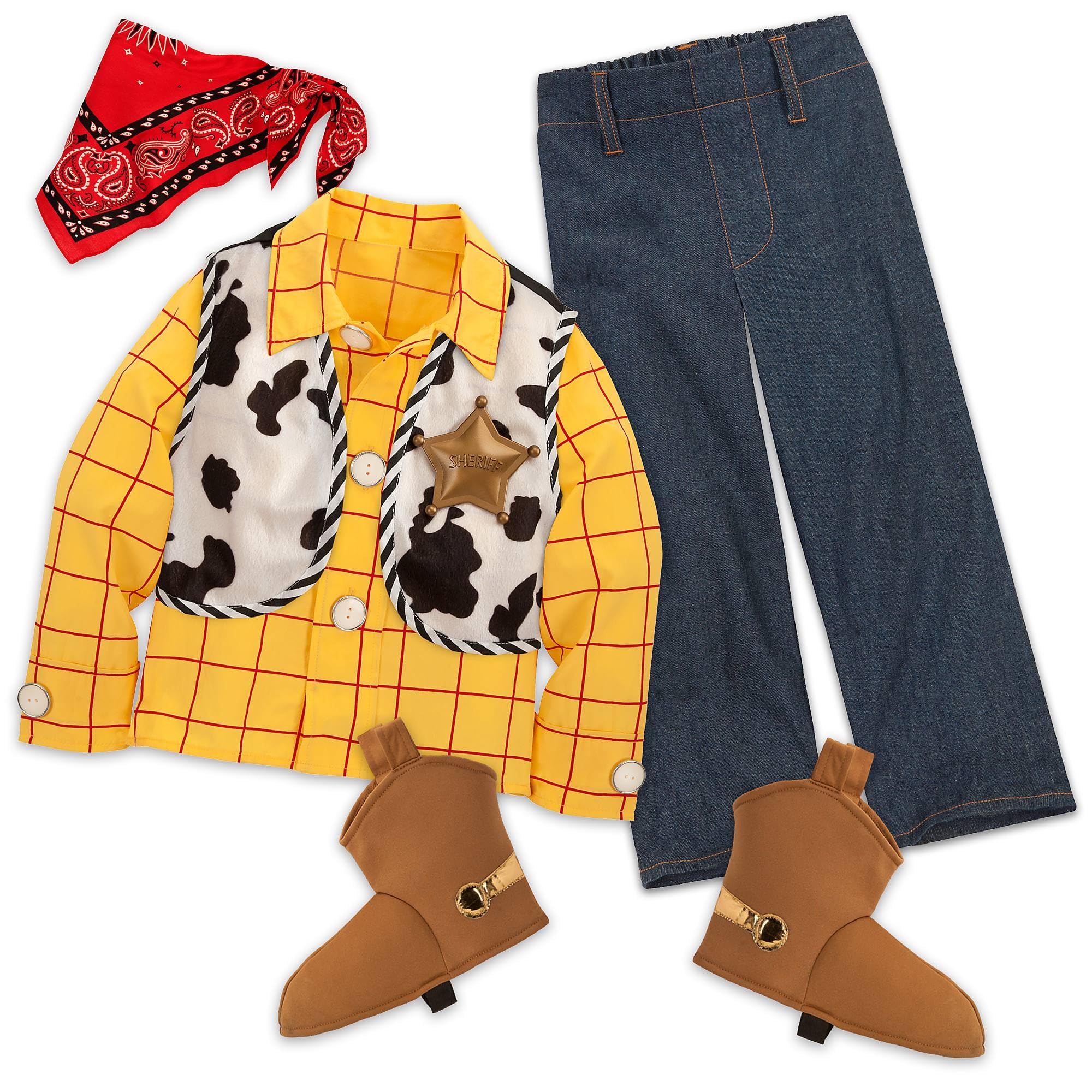 Disney Store Official Sheriff Woody Costume, Toy Story, Cow Boy Outfit for Fancy Dress Halloween and Roleplay, Age 4