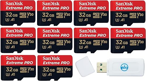 SanDisk Extreme Pro de 32 GB - Tarjeta de memoria micro 4K (SDSQXCG-032G-GN6MA) Clase 10 U3 V30 A1 32G MicroSD HC SDHC Bundle con lector de tarjetas