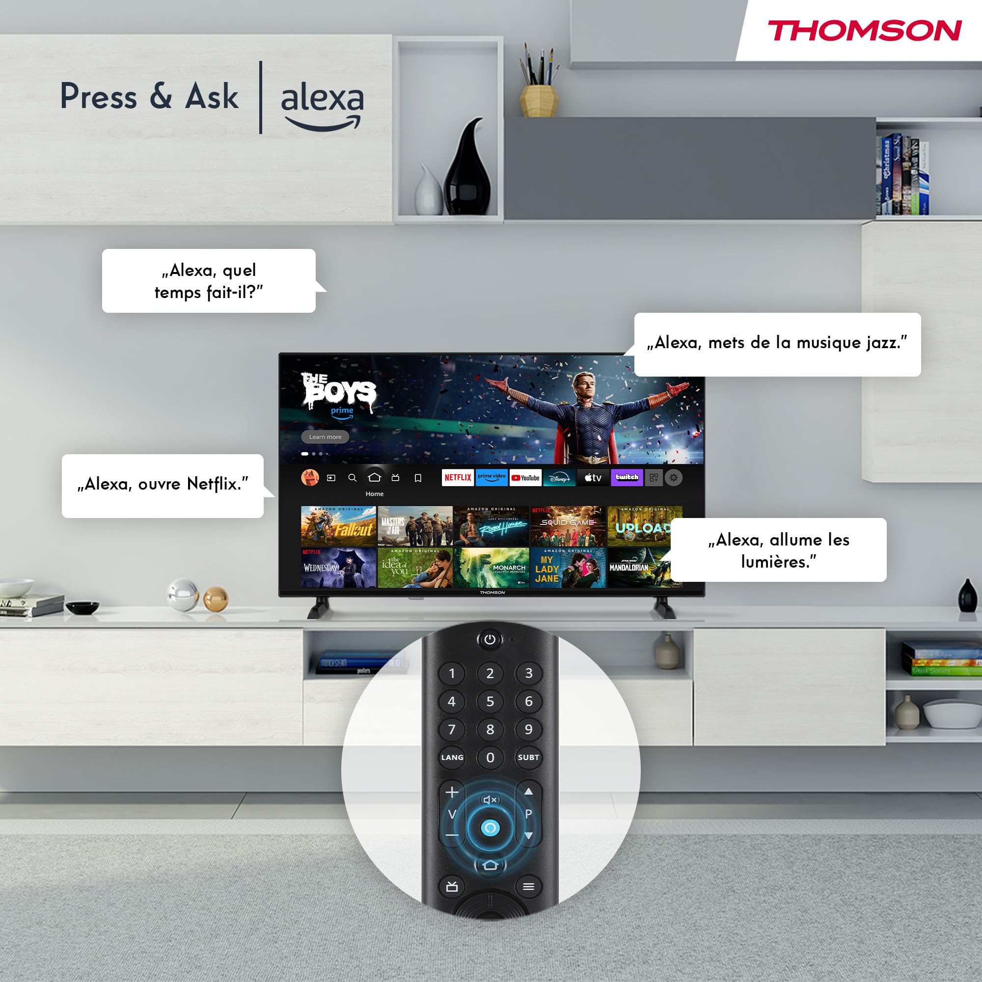Thomson Telewizor 43 Cale (108 cm) 4K UHD Smart Fire TV, Sterowanie Głosowe Alexa, Potrójny Tuner (DVB-T/T2/C/S/S2), Dolby Vision, Dolby Atmos, HDR10, HDMI 2.1, WiFi, Bluetooth - 43UF4S35