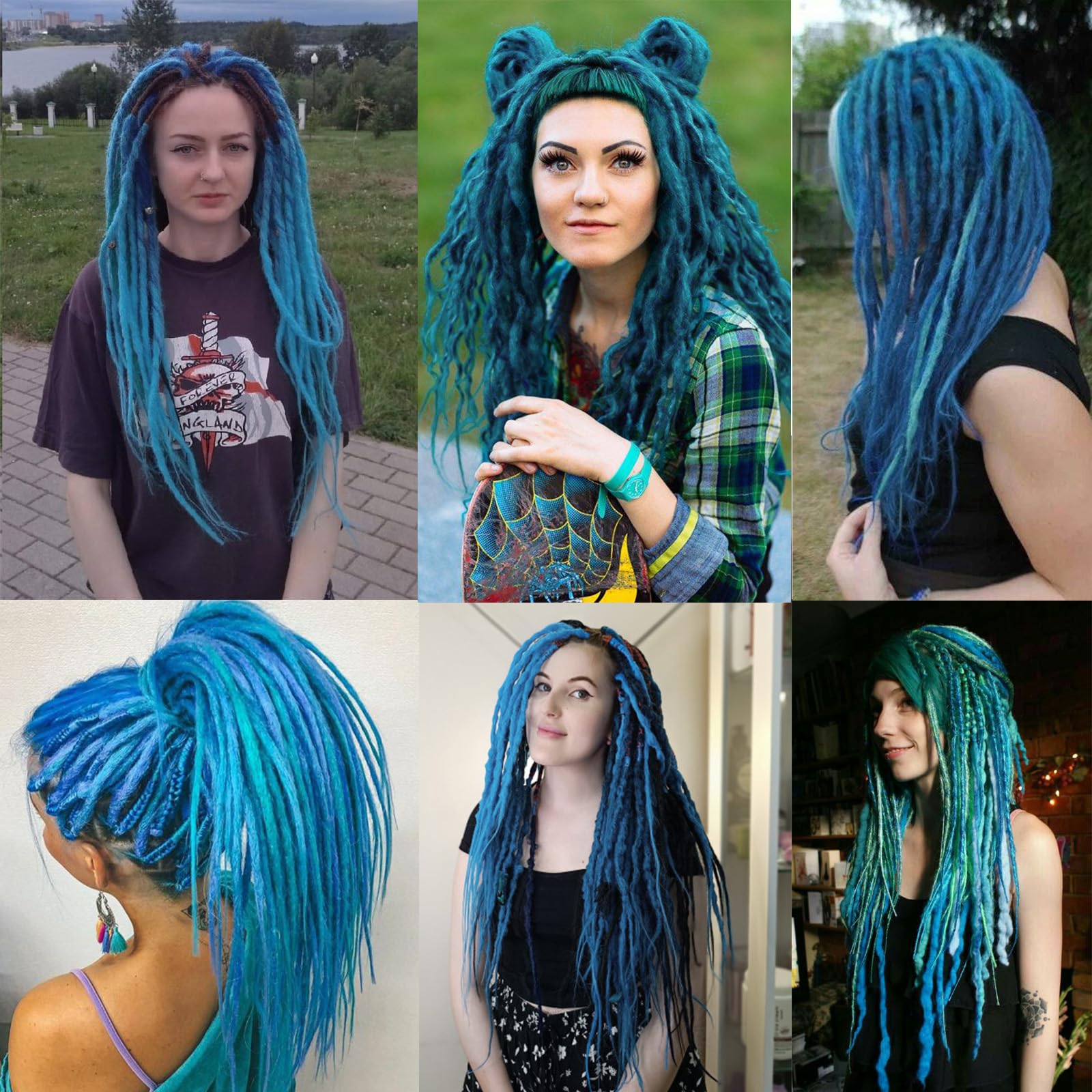 15 Blue & Green Dreads Dreadlocks Hair Extensions Amazon.com : ENBEAUTIFUL Double Ended Dreadlock Extensions  main image 4