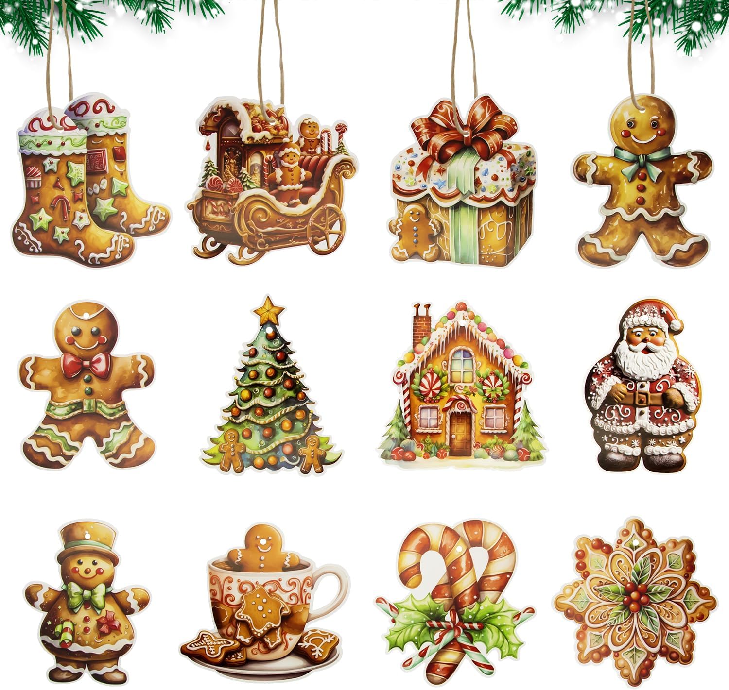 Christmas Tree Decorations, 12PCS Gingerbread Christmas Tree Hanging