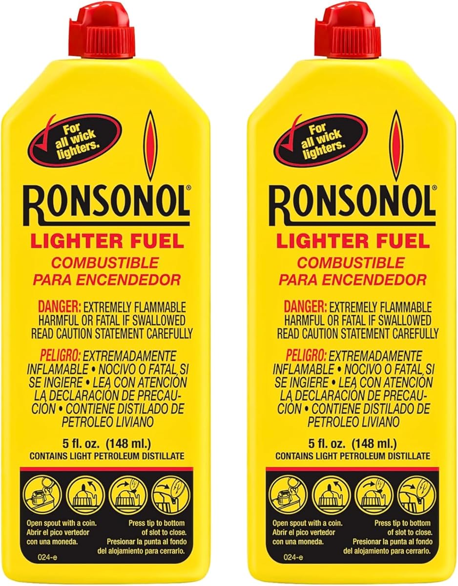Ronson Lighter Fuel 5 fl oz, Clean Refill Fluid for Wick Lighters, 2-Pack