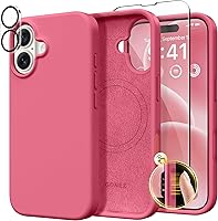 Vista 270 de GONEZ Funda de silicona para iPhone 14 Pro Max, compatible con MagSafe, con protector de pantalla + protector de lente de cámara, silicona líquida a