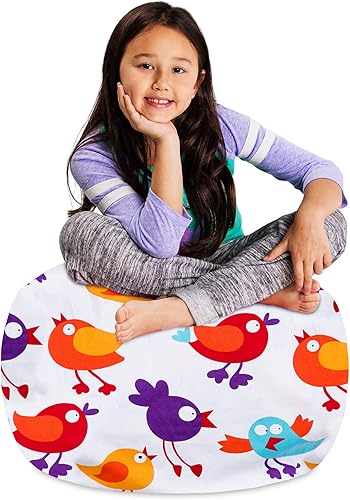 Miniatura 191 de Posh Funda de Silla Puf Rellenable para Almacenamiento de Animales de Peluche para Niños - Organizador de Juguetes Infantiles, Grande-38 - Lona