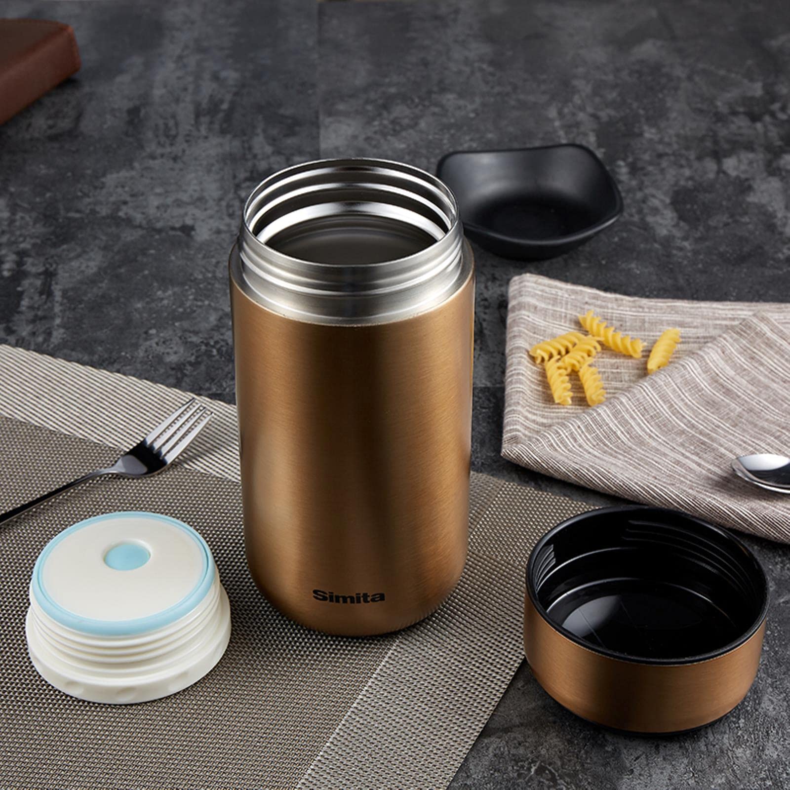 Fiambrera Termo, Termo Plateado para Comida y Sopa, recipientes, frascos al vacío, Acero Inoxidable 304, Olla Aislante, 750 ml