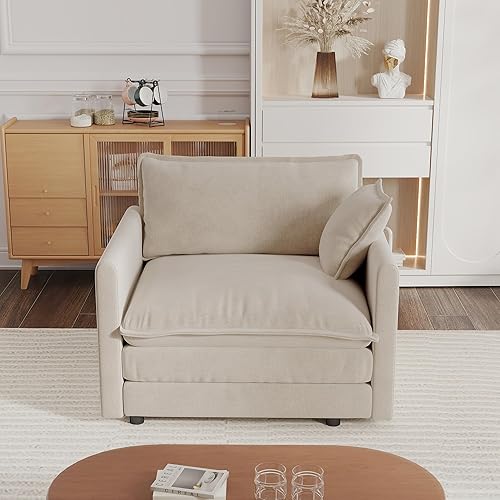 Miniatura 4 de KEIKI Juego de sofá de 3 piezas con 1 sofá de felpilla de gran tamaño de 3 plazas y 2 sofás individuales, juego de sofá tapizado de estilo moderno