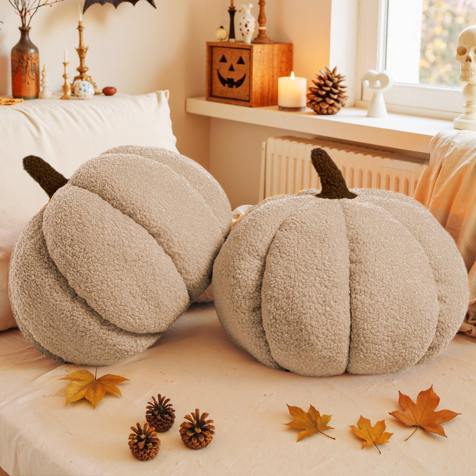 Lanpn Herfst pompoen pluche kussens set van 2, Halloween decoratie