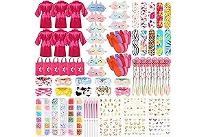 Suhine Girls Spa Party Supplies Birthady, Birthday Print Satin Robe Tote Bags...