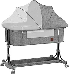 Berço Portátil Moises Co-bed Com Balanço Mosquiteiro e Cesto Cinza