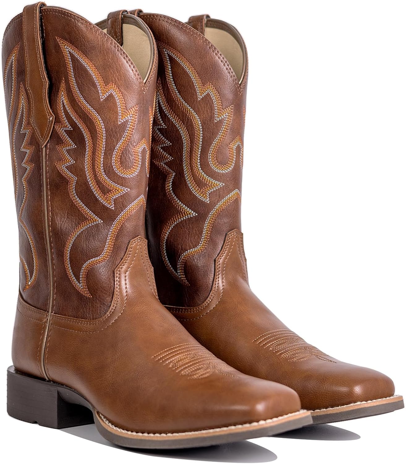 Women's Cowboy Boots for Women Mid Calf Cowgirl Boot Pull On Ladies Western Embroidered Square Toe Boot - Image 5