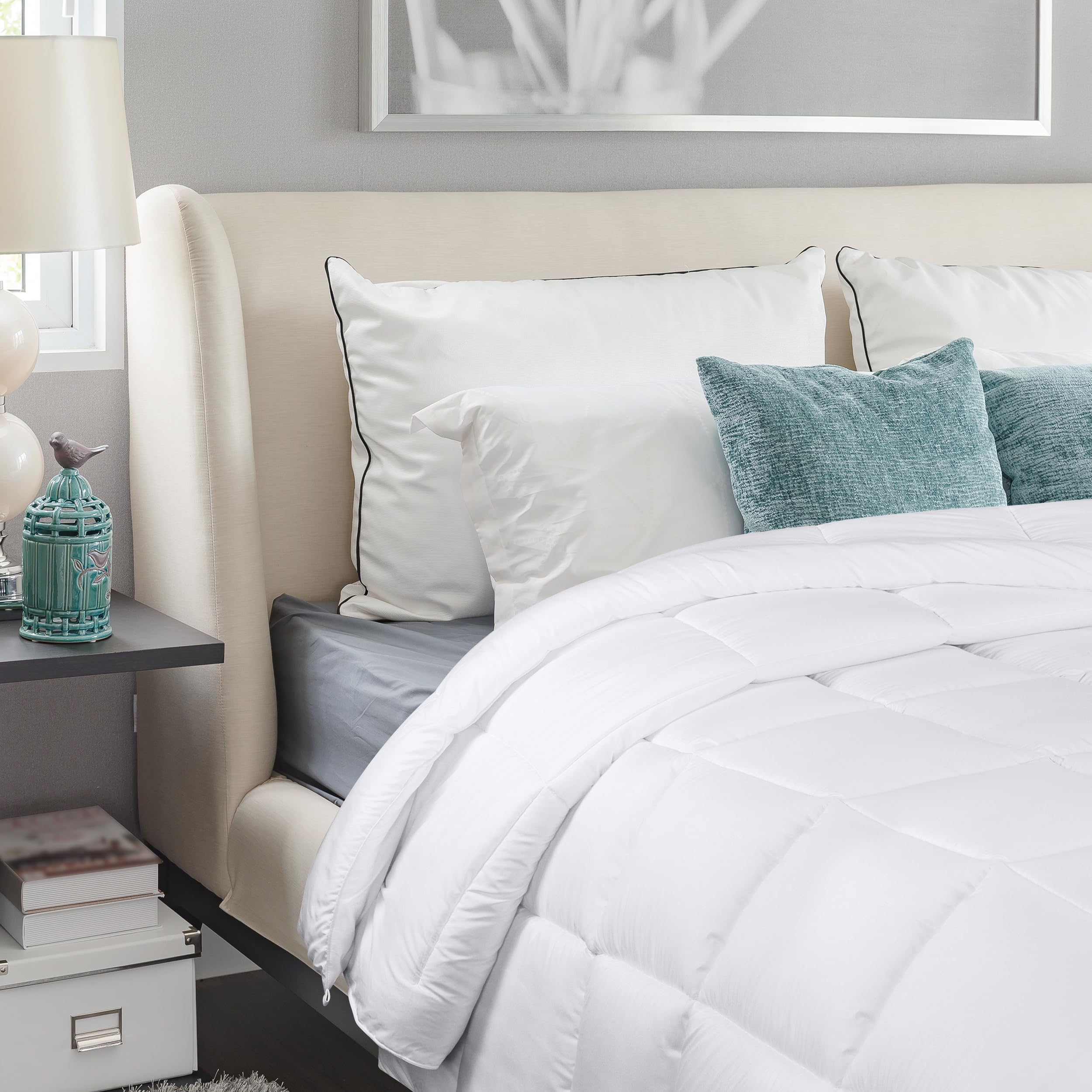Utopia Bedding Piumone, Primavera/Estivo Piumino, Piumino Leggero, Trapunta Primavera/Estivo 100% Microfibra in Fibra Cava (Primavera/Estivo) (Bianco, 220x240 cm)