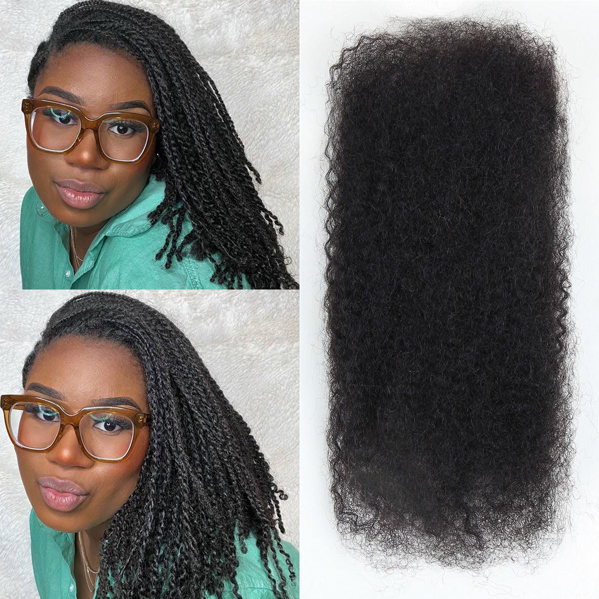 Vecago Afro Kinkys Bulk Human Hair, 4c Curly Hair for Permanent Sister Locs/Mini Twists/Braids/Repair Can Dye and Bleach(14 inch),Black