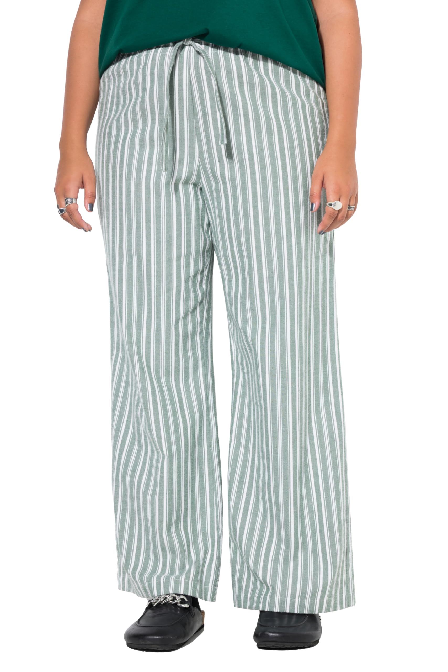 Studio Untold Damen große Größen Übergrößen Plus Size Schlafanzug-Hose, weites, gerades Bein, Streifen 845914