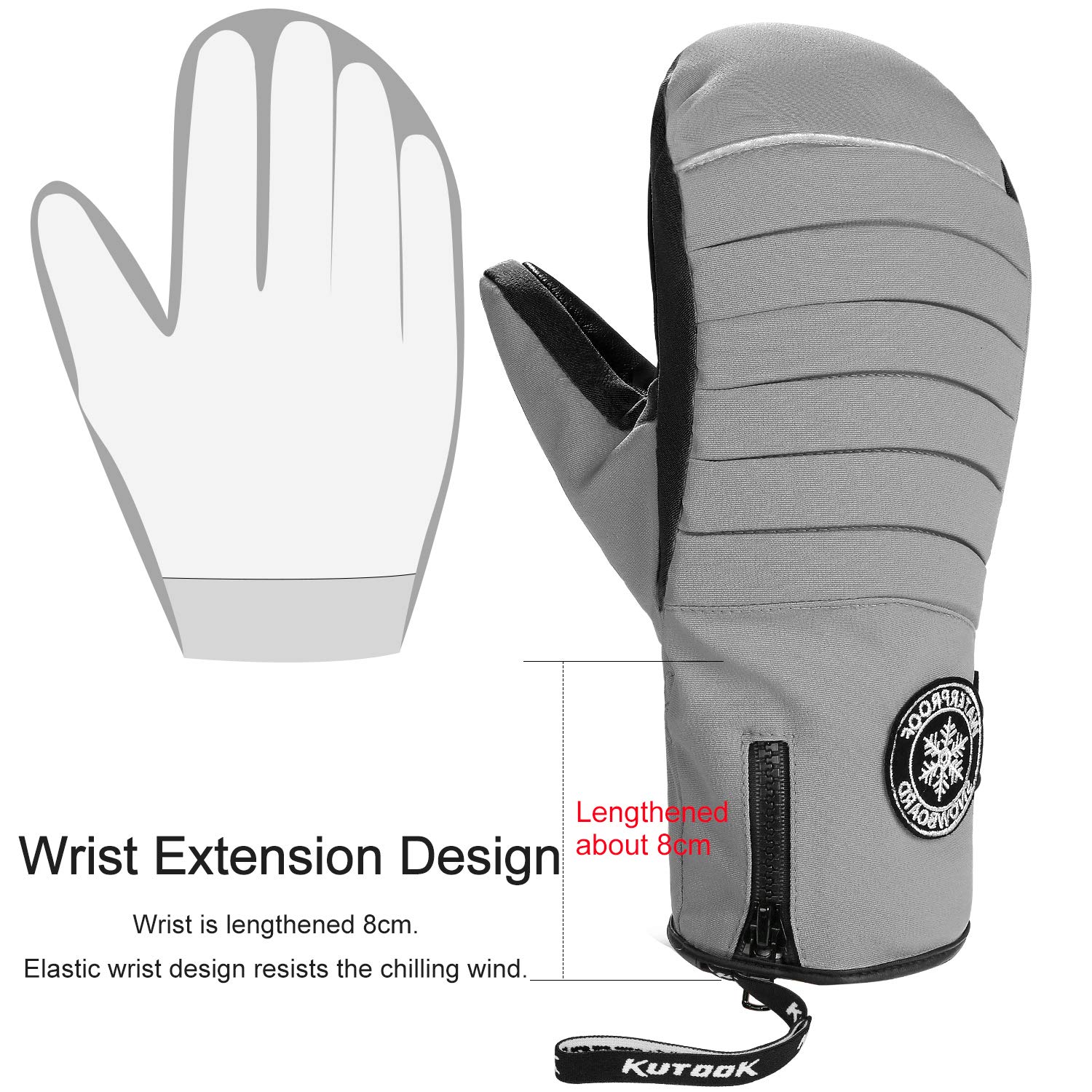 KUTOOK Guantes Esquí Invierno Piel Cuero 3M Thinsulate Impermeable TPU Hombre Nieve Ski Snowboard
