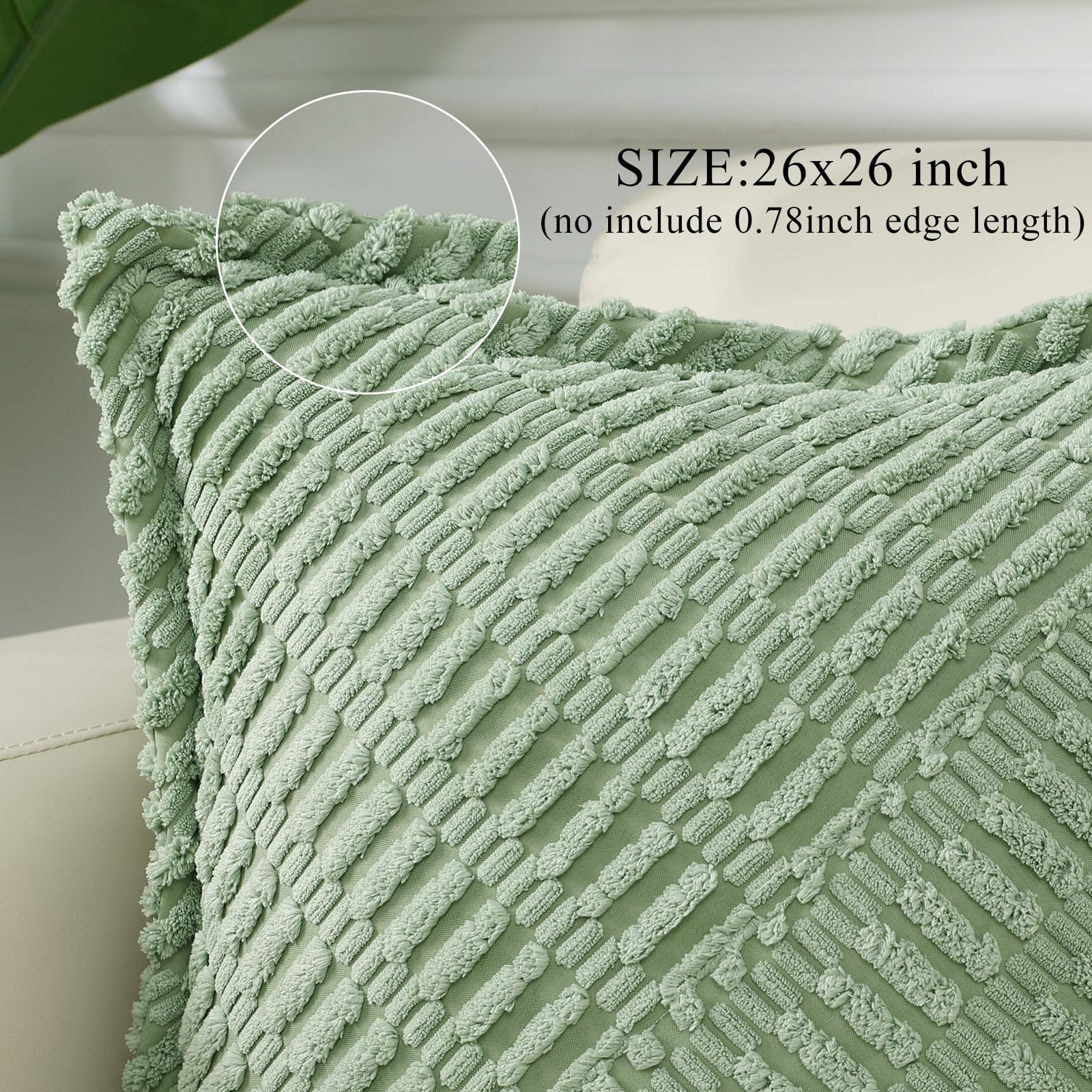 decorUhome Set di 2 federe per cuscino autunnali in velluto a coste verde salvia 26 x 26 cm