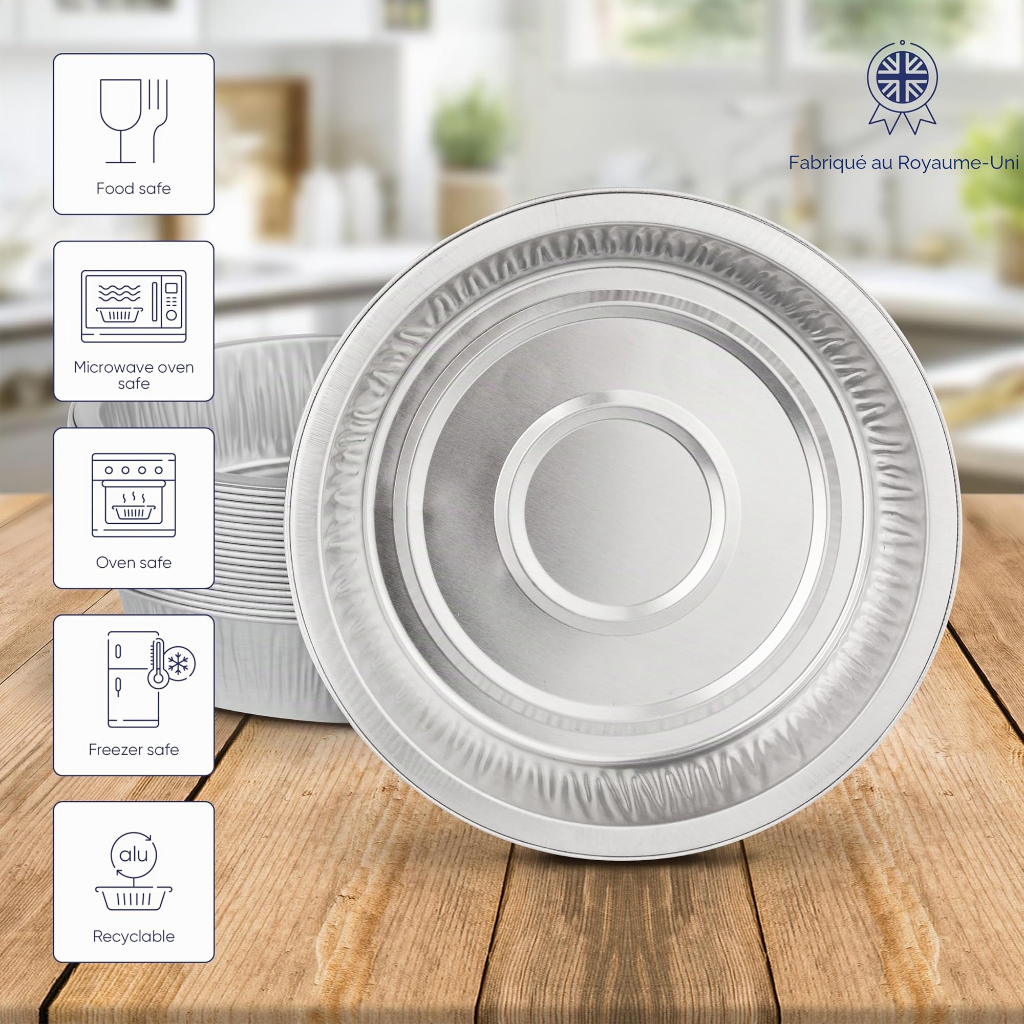 Coppice Moules à Tarte Aluminium Renforcés avec Couvercles Plastique 15x4 cm - Lot de 20 | Moules Jetables pour Cuisson Service Conservation Four Micro-ondes Congélateur Recyclables