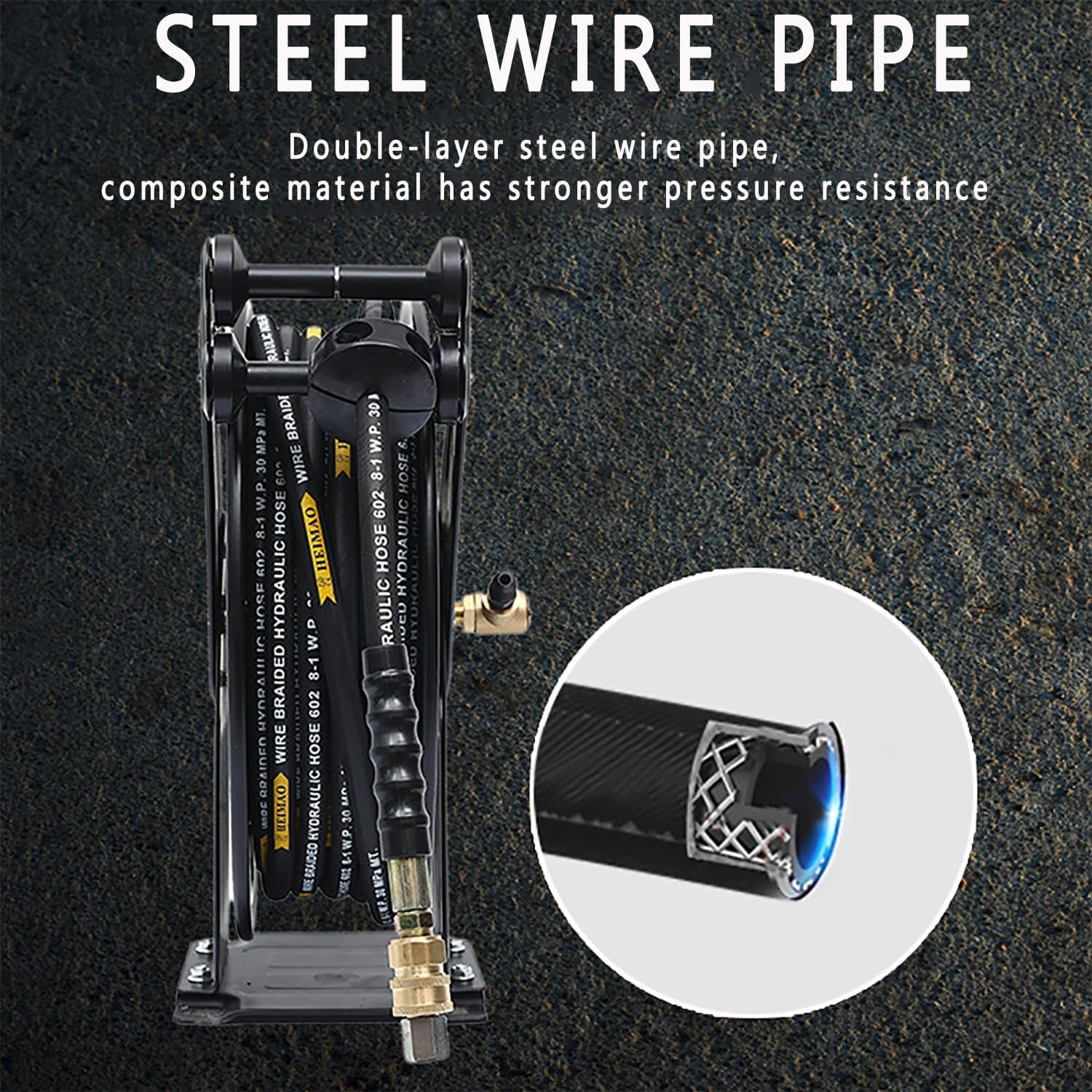 Automatic Retractable Hose Reel, Pressure Washer Hose Reel with Any Card Slot, Stainless Steel Bearings and Set Piece, for Watering Car Washing Pet Showers and Floor Cleaning (20 meters)