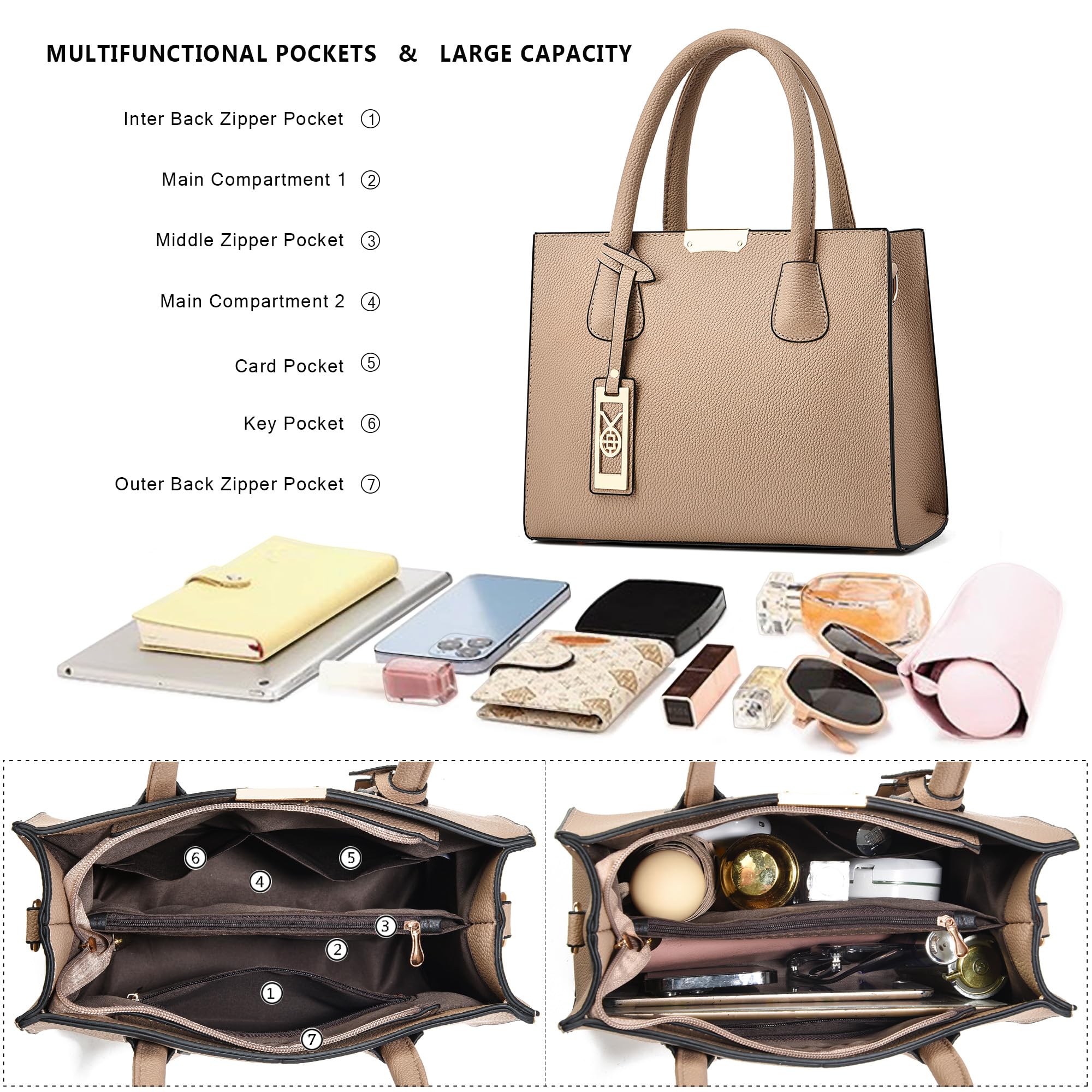 CHICAROUSAL Crossbody Purses and Handbags for Women PU Leather Tote Shoulder Bags Top Handle Satchel