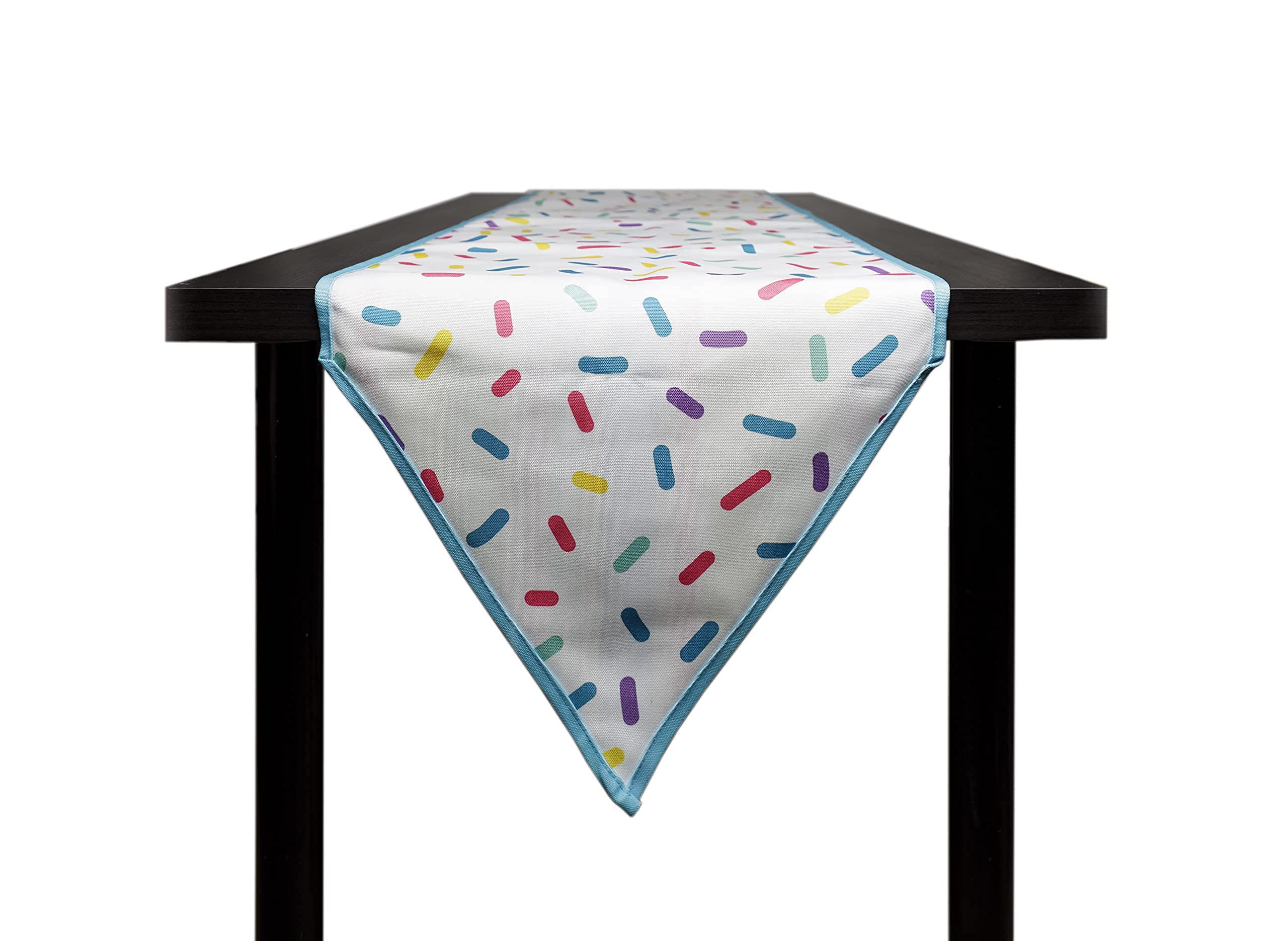 Madanar Sprinkle Summer Double Sided Table Runner for Birthday Party Supplies Holiday Seasonal Home Dining Room Decorations (Sprinkle/Stripe)