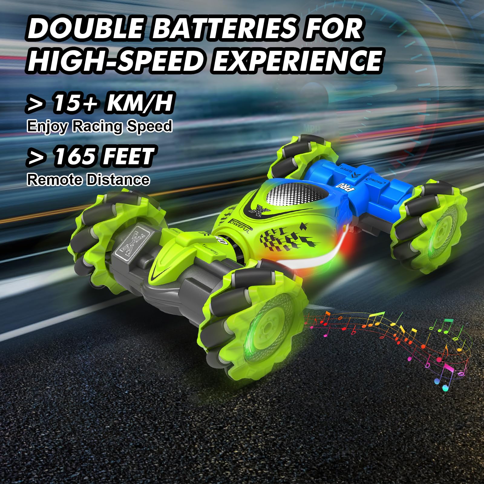 Fosgoit Macchina Telecomandata per Bambini Auto Acrobatica 4WD Controllata a Mano 2,4 GHz Macchina Radiocomandata, 360° Cars Macchinine, RC Car con 2 Batteria per Bambini Telecomando