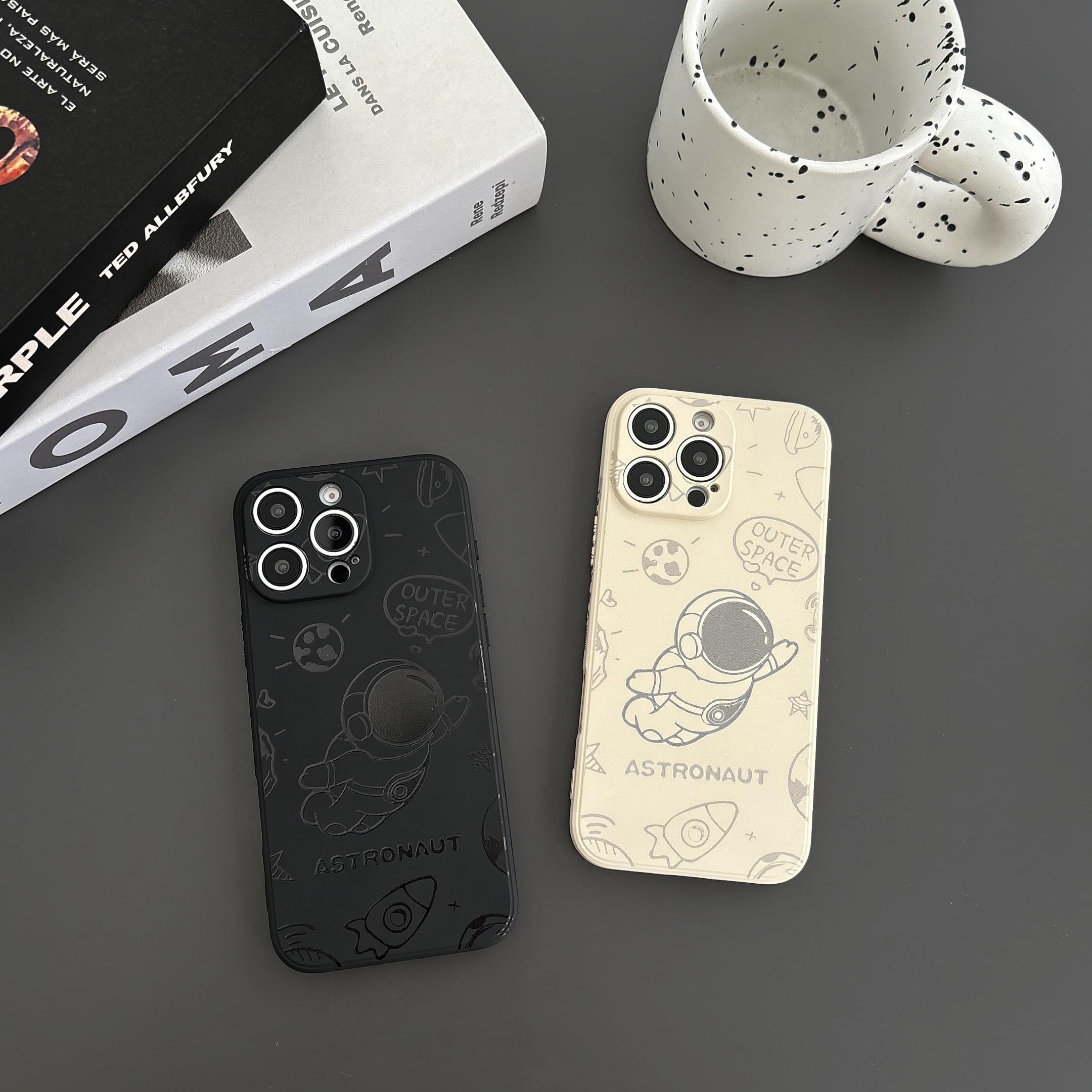 Yonds Queen for iPhone 15 Pro Max Cute Case, Cool Cartoon Astronaut Rocket Moon Space Design Stylish Soft TPU Bumper Shockproof Anti-Slip Protector Fashion Case (Fly Black, iPhone 15 Pro Max) — view 5