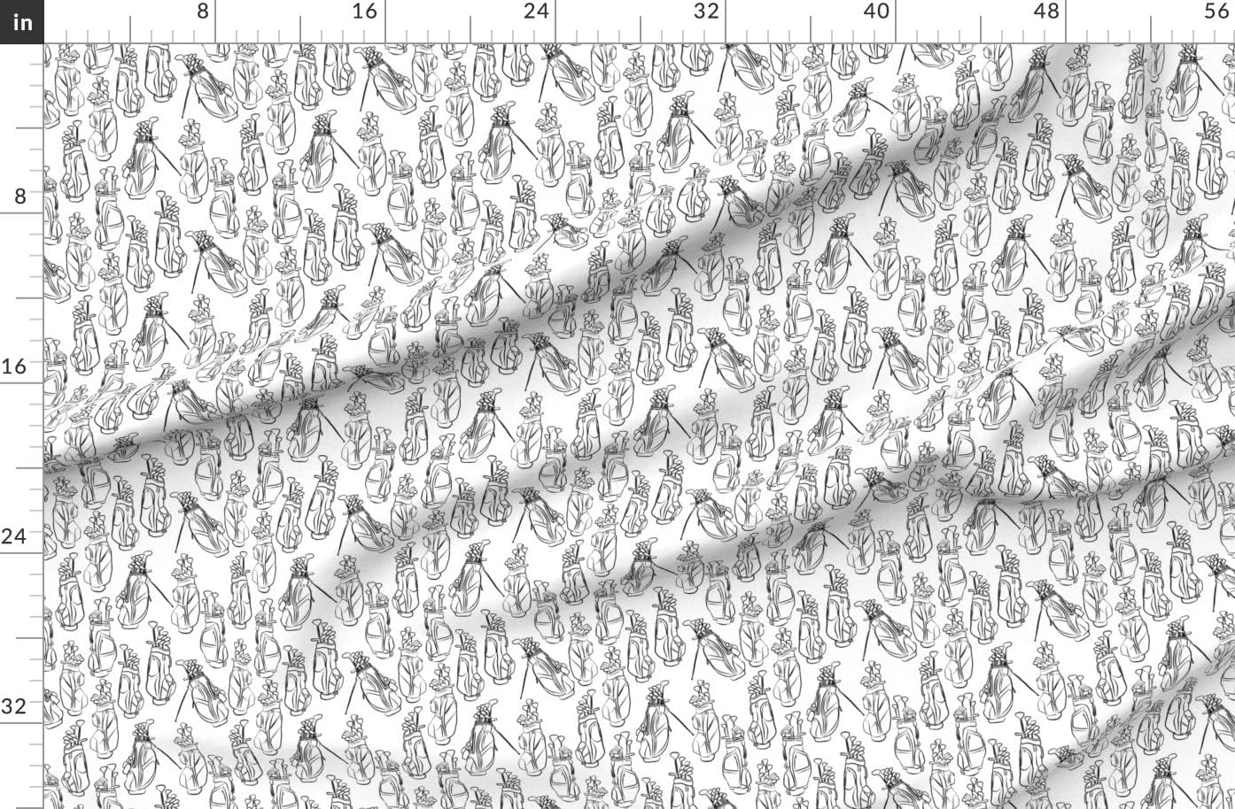 Spoonflower Fabric - Golf Black White Golfing Sports Womens Printed on Polartec(R) Fleece Fabric by The Yard - Sewing Blankets Loungewear and No-Sew Projects