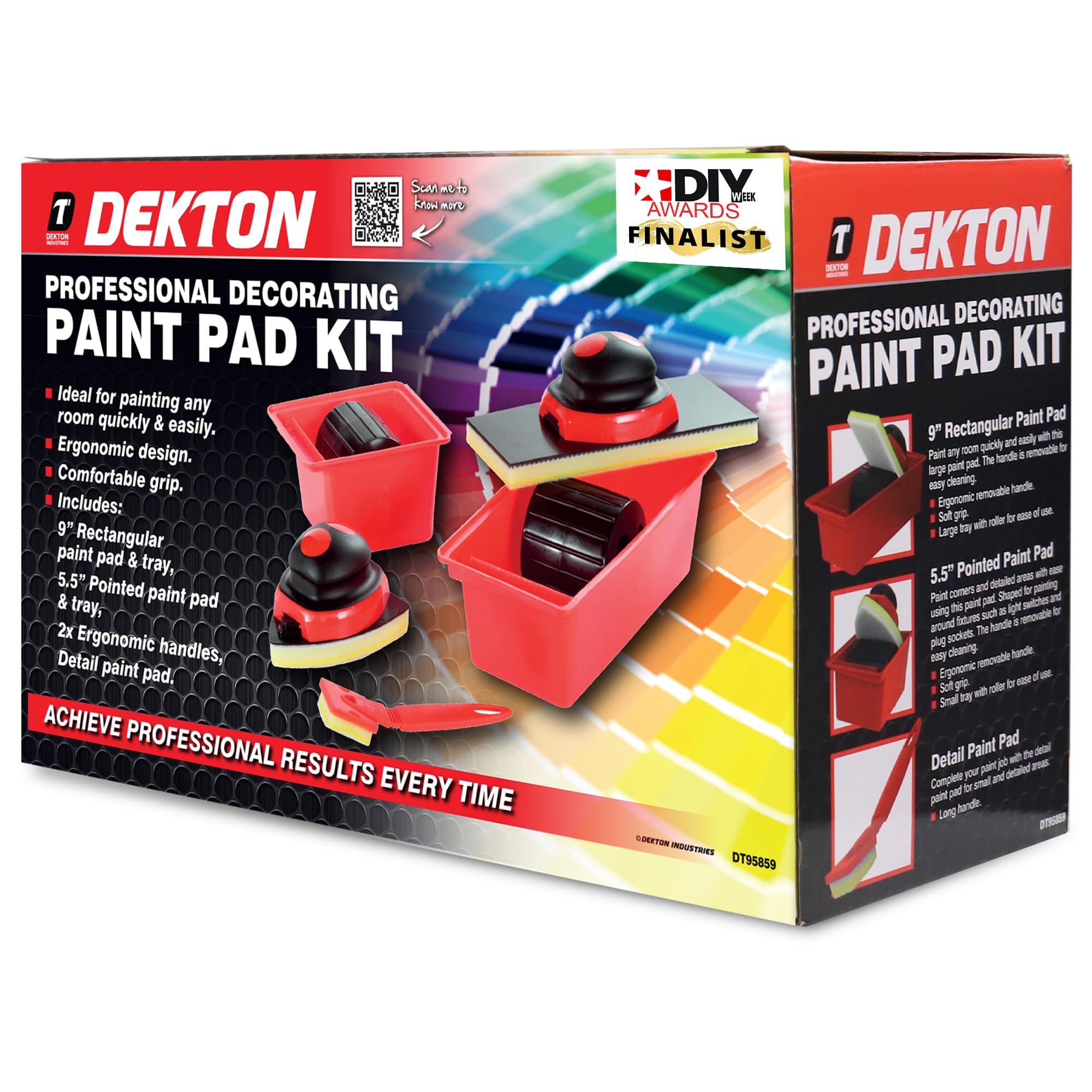 Dekton Kit de Pintura de 7 Piezas, Ideal para Pintar Cualquier habitación de Forma rápida, fácil, diseño ergonómico y Agarre cómodo. Incluye Bandeja Rectangular de 9 Pulgadas, Bandeja de Almohadilla