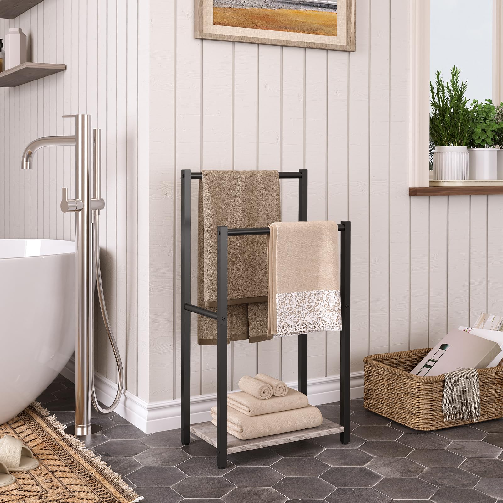 Vrijstaande Handdoekladder Voor De Badkamer Handdoekhouder Voor Badhanddoeken Kleding Of Kranten Metalen Plafondladder Handdoekhouder Badkamer Handdoekhouder Wand Leistenen Plafondladder