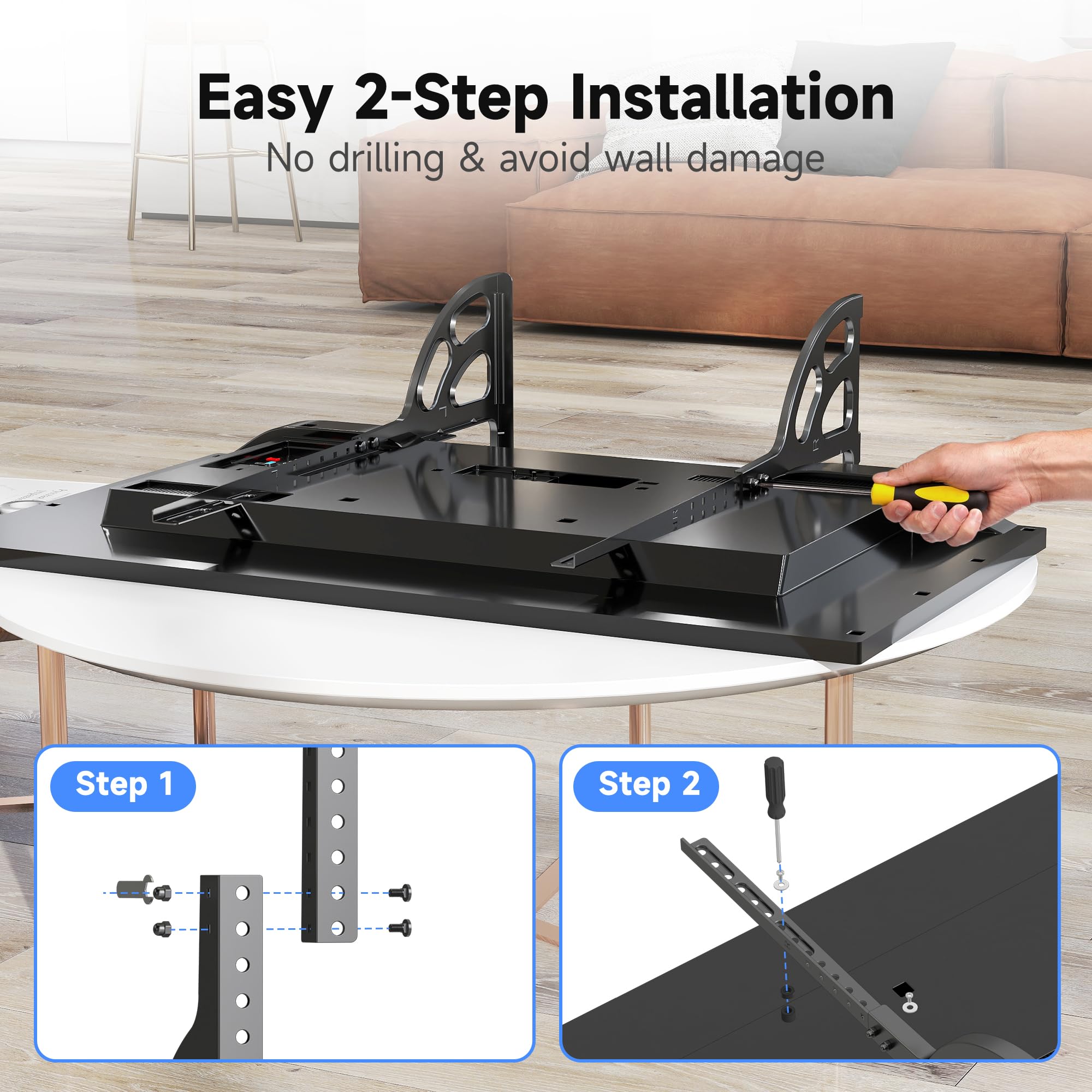 XINLEI Supporto TV universale per TV da 22 a 85 pollici, base in metallo anti-oscillazione, piedini di ricambio robusti e regolabili, VESA max. 1000 x 500 mm, capacità di carico di 55 kg ML1760E
