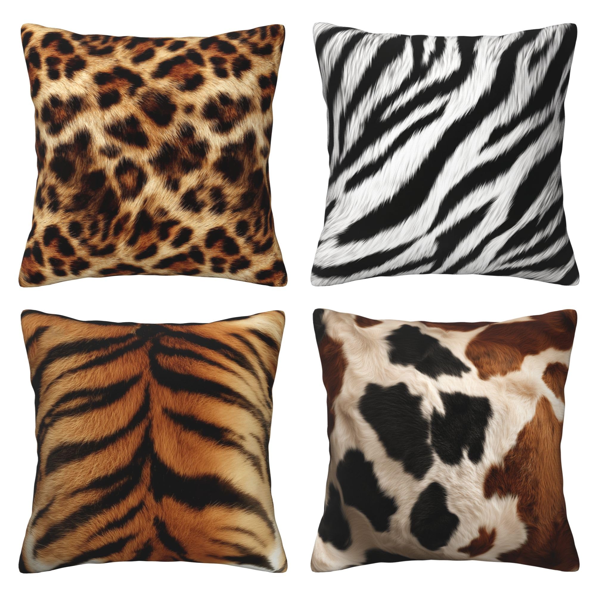 Zntuv Animal Print Throw Pillow Covers Set of 4