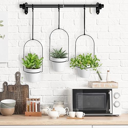 Miniatura 6 de LuxClub Macetas colgantes para plantas de interior, paquete de 3 ganchos blancos para plantas, ideal para colgar plantas en interiores, macetas