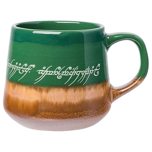 Silver Buffalo Lord of The Rings Elven Text High Gloss Reactive Glaze Tapered Pottery Mug,18 Ounces - Lord of the Rings: Elvish Script