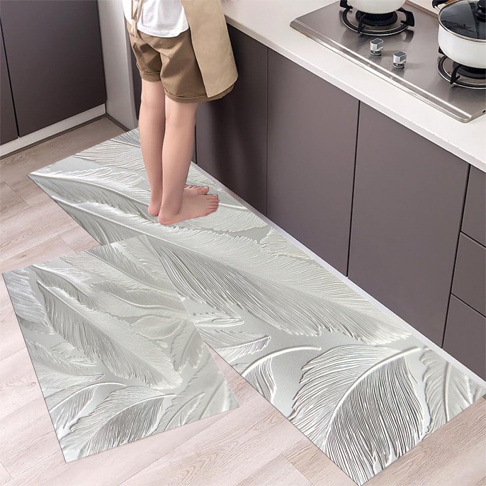 Alfombra de cocinas para piso y oficina estilo Wabi-Sabi minimalista DUOTCYELE 2 piezas