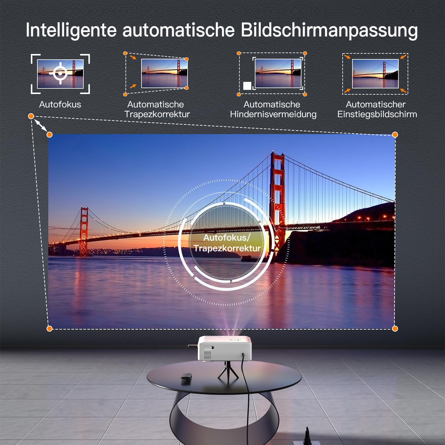 XuanPad Beamer 4K unterstützt Nativer 1080P 6G WiFi Bluetooth 30000L Outdoor Heimkino Video Projektor mit Stativ