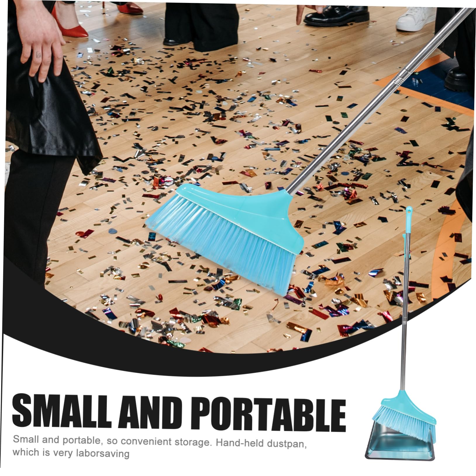 minkissy 1 Set Stainless Steel Dustpan Office Broom Vertical Broom Heavy Duty Broom Convenient Dustpan Kit Broom with Dustpan Kit Broom Dustpan Broom with Dust Pan Broom for Home