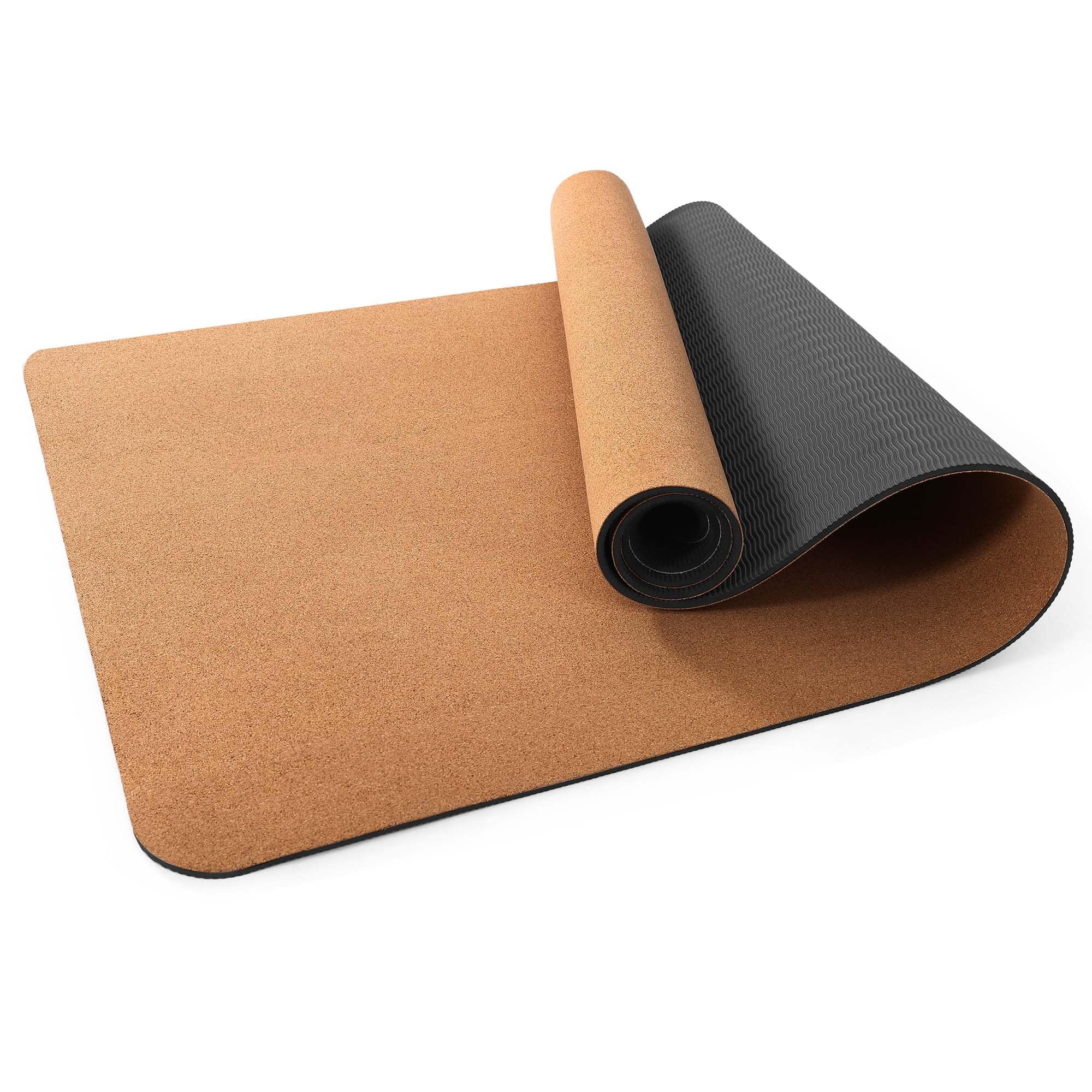 Tappetino da yoga in sughero di alta qualità, 1/4 x 182,9 x 66 cm, in sughero e TPE antiscivolo, per donne e uomini, a prova di sudore, ecologico, ideale per hot yoga e allenamento