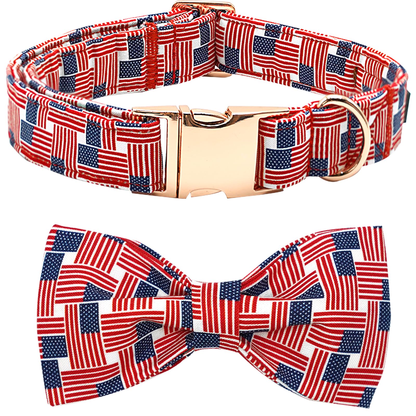 Bobo Rainbow Independence Day Dog Collar, Patriotic Pet Collar American Flag Collar Holiday Pet Collar Girl or Boy Adjustable Collar for Small Medium Large Dogs
