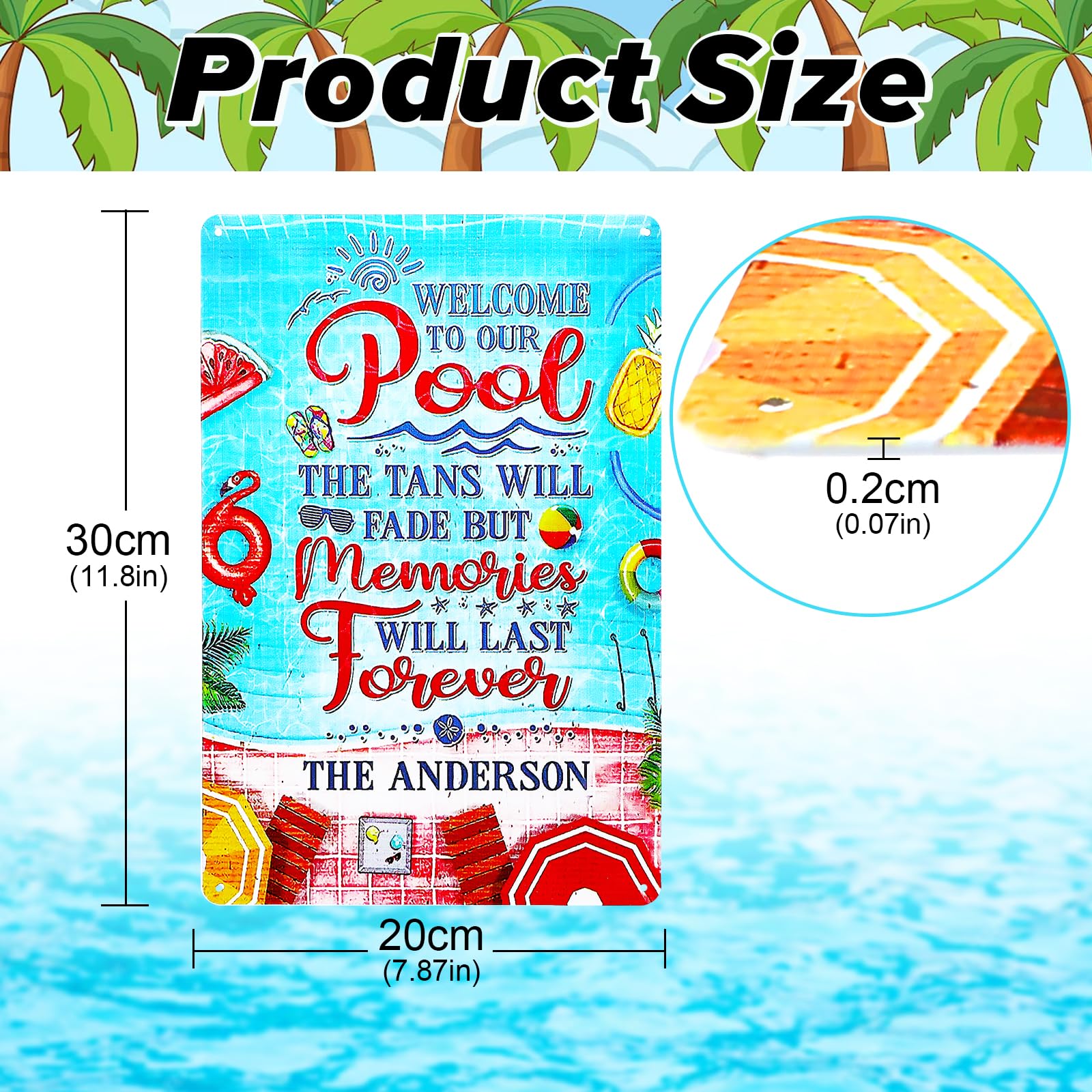 Wetterfestes Metallschild „Pool Regeln“ – 30x20 Cm, Retro-Design Für Außenbereich, Mit Vorgebohrten Löchern
